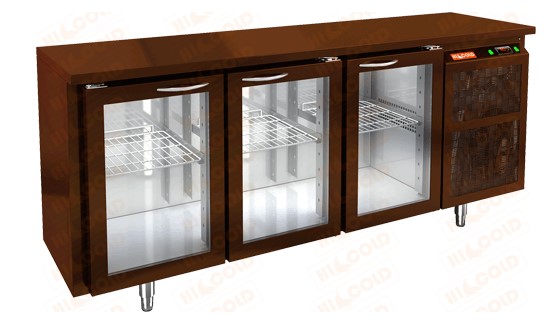 Стол охлаждаемый HICOLD BNG 111 HT BAR, пластификат, 3 двери (+2...+10°С)